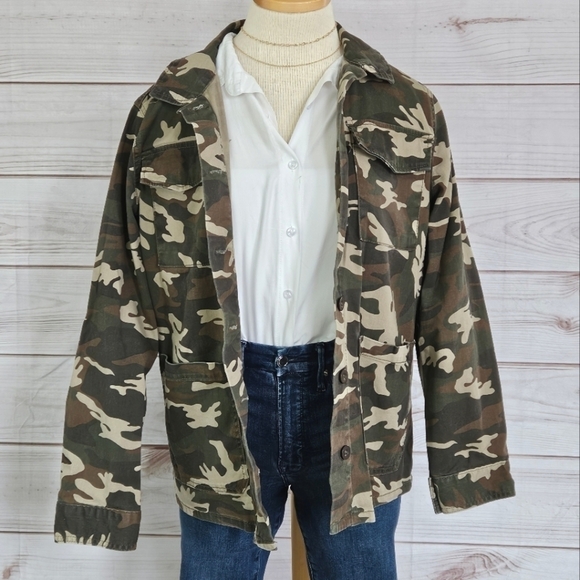 Anthropologie Sanctuary Safari Utility Jacket in Green Camo Size Small - Picture 4 of 12